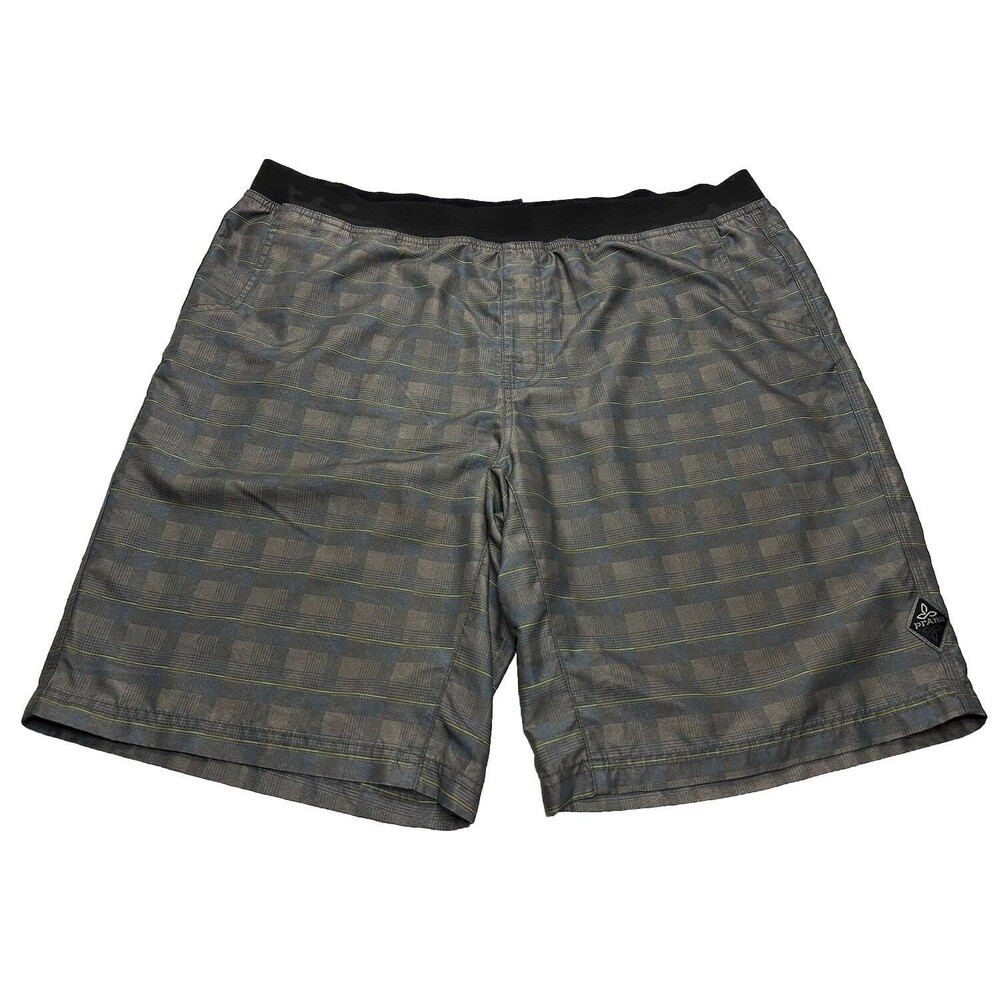 Men's Prana Mojo Short 10" Size XXL Grey/Green Plaid Print M3MOJO110